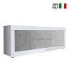 TV-meubel 210cm 2 deuren 2 laden glanzend wit beton Visio BC Verkoop