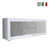 Tv-meubel 210cm 2 deuren 2 lades hoogglans wit cement Visio BC Verkoop