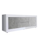 TV-meubel 210cm 2 deuren 2 laden glanzend wit beton Visio BC Aanbod