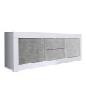 Tv-meubel 210cm 2 deuren 2 lades hoogglans wit cement Visio BC Aanbod