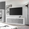 Tv-meubel 210cm 2 deuren 2 lades hoogglans wit cement Visio BC Kortingen