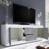 Tv-meubel 210cm 2 deuren 2 lades hoogglans wit cement Visio BC Voorraad