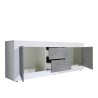 TV-meubel 210cm 2 deuren 2 laden glanzend wit beton Visio BC Korting