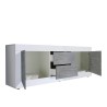 Tv-meubel 210cm 2 deuren 2 lades hoogglans wit cement Visio BC Korting