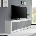 TV-meubel 210cm 2 deuren 2 laden glanzend wit beton Visio BC Catalogus