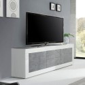 Tv-meubel 210cm 2 deuren 2 lades hoogglans wit cement Visio BC Catalogus
