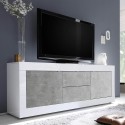 Tv-meubel 210cm 2 deuren 2 lades hoogglans wit cement Visio BC Aanbieding