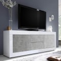 Tv-meubel 210cm 2 deuren 2 lades hoogglans wit cement Visio BC Aanbieding