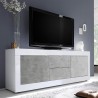 Tv-meubel 210cm 2 deuren 2 lades hoogglans wit cement Visio BC Aanbieding