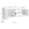 TV-meubel 210cm 2 deuren 2 laden glanzend wit beton Visio BC Keuze