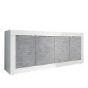 Modern woonkamer dressoir 4 deuren glanzend wit cement 207cm Altea BC Aanbod
