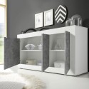Modern woonkamer dressoir 3 deuren glanzend wit cement Modis BC Basic Catalogus