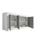 Modern woonkamer dressoir 3 deuren glanzend wit cement Modis BC Basic Korting