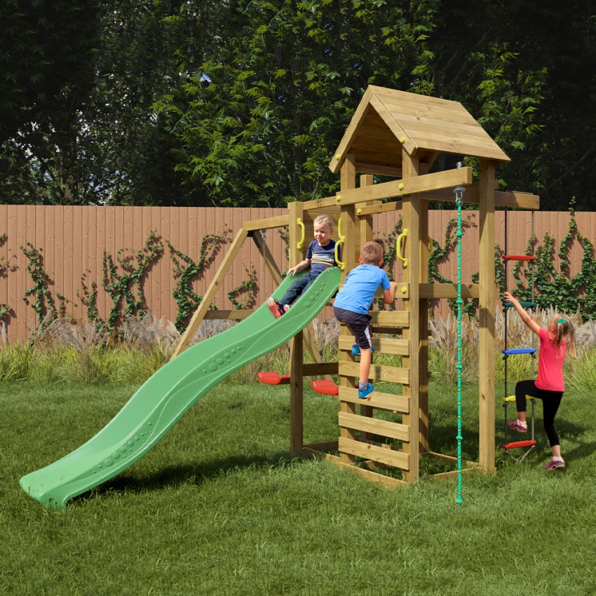 Buitenspeeltoestel Mixter met glijbaan, klimhuisje en schommels Aanbieding Buitenspeeltoestel Mixter met glijbaan, klimhuisje en schommels Aanbieding