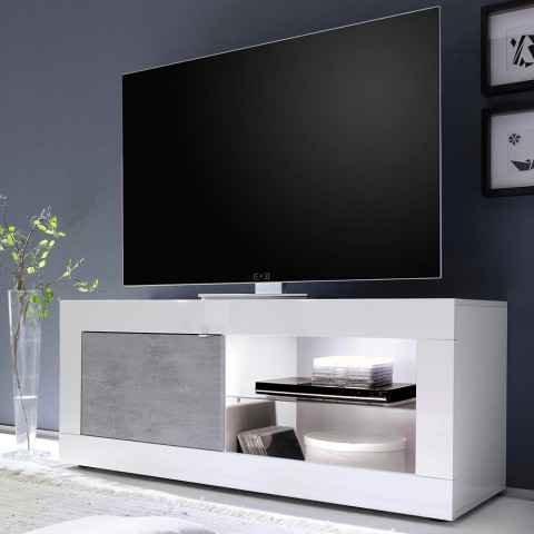 Moderne TV-meubel wit hoogglans grijs beton Diver BC Basic Aanbieding