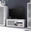 Moderne TV-meubel wit hoogglans grijs beton Diver BC Basic Voorraad