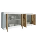 Witte glanzende dressoir Altea BW - 4 deuren, 207 cm, hout en wit Korting