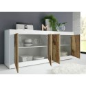 Witte glanzende dressoir Altea BW - 4 deuren, 207 cm, hout en wit Keuze