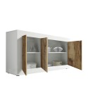 Dressoir woonkamermodule wit glanzend hout 3 deuren 160cm Modis BW Basic Korting