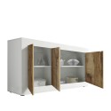 Kast dressoir woonkamer wit glanzend hout 3 deuren 160cm Modis BW Basic. Korting