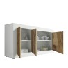 Dressoir woonkamermodule wit glanzend hout 3 deuren 160cm Modis BW Basic Korting