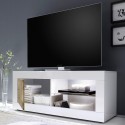 Mobiele tv-standaard voor woonkamer in glanzend witte en houten Diver BW Basic. Keuze