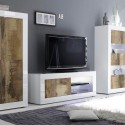 Mobiele tv-standaard voor woonkamer in glanzend witte en houten Diver BW Basic. Catalogus