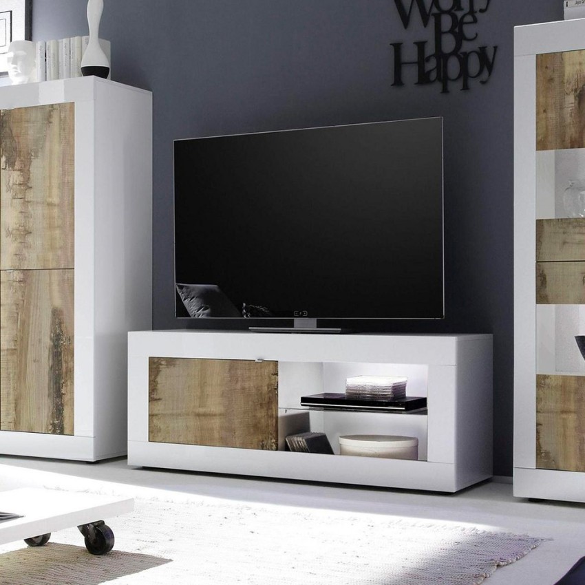 Wit glanzend TV-meubel woonkamer hout Diver BW Basic Aanbieding Wit glanzend TV-meubel woonkamer hout Diver BW Basic Aanbieding