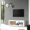 Mobiele tv-standaard voor woonkamer in glanzend witte en houten Diver BW Basic. Voorraad
