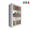 Witte hoogglans woonkamer vitrinekast met 4 deuren van glas en hout Tina BW Basic Verkoop