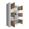 Witte hoogglans woonkamer vitrinekast met 4 deuren van glas en hout Tina BW Basic Korting