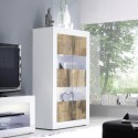 Witte hoogglans woonkamer vitrinekast met 4 deuren van glas en hout Tina BW Basic Kortingen