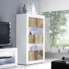 Witte hoogglans woonkamer vitrinekast met 4 deuren van glas en hout Tina BW Basic Kortingen