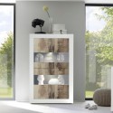 Witte hoogglans woonkamer vitrinekast met 4 deuren van glas en hout Tina BW Basic Keuze