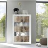 Witte hoogglans woonkamer vitrinekast met 4 deuren van glas en hout Tina BW Basic Keuze