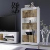 Witte hoogglans woonkamer vitrinekast met 4 deuren van glas en hout Tina BW Basic Catalogus