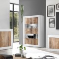 Witte hoogglans woonkamer vitrinekast met 4 deuren van glas en hout Tina BW Basic Aanbieding