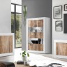 Witte hoogglans woonkamer vitrinekast met 4 deuren van glas en hout Tina BW Basic Aanbieding