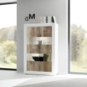 Witte hoogglans woonkamer vitrinekast met 4 deuren van glas en hout Tina BW Basic Voorraad