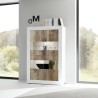 Witte hoogglans woonkamer vitrinekast met 4 deuren van glas en hout Tina BW Basic Voorraad