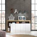 Buffetkast woonkamer 184cm 4 deuren hoogglans wit eiken Cadiz BR Kortingen