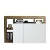 Moderne dressoir met 3 deuren in glanzend wit eikenhout 146 cm - Hailey BR. Aanbod