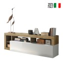 Moderne TV-kast voor woonkamer 184cm wit glanzend eiken Dorian BR Verkoop