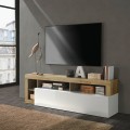 Moderne TV-kast voor woonkamer 184cm wit glanzend eiken Dorian BR Aanbieding