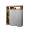 Moderne dressoir 2 deurtjes 3 compartimenten glanzend wit eikenhout Blume BR Aanbod