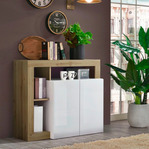 Reva BR Woonkamer Kantoorkast Hoogglans Wit Eiken 2 Deuren Aanbieding