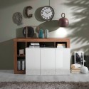 Madia dressoir woonkamer hout 146cm 3 deuren glanzend wit Hailey MR Aanbieding