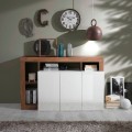 Madia dressoir woonkamer hout 146cm 3 deuren glanzend wit Hailey MR Aanbieding