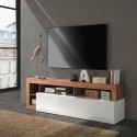 Moderne tv-meubel op wielen woonkamer hout met witte hoogglans deur Dorian MR Aanbieding
