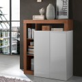 Hoge keukenkast met 2 deuren wit hoogglans notenhout Blume MR Aanbieding